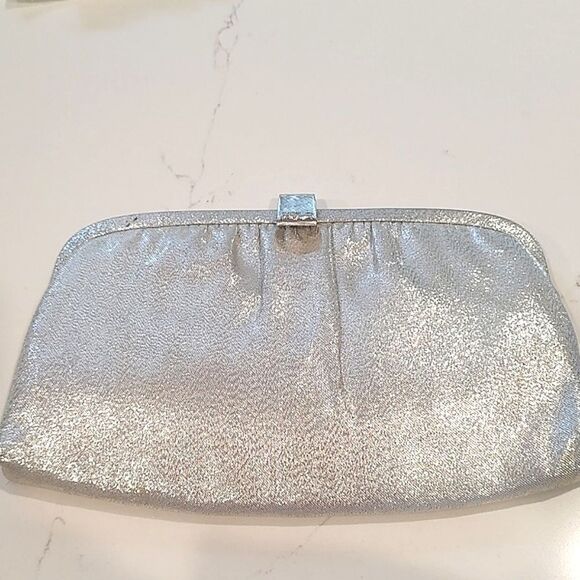 Vintage After Five Special Occasion Clutch/Handbag in Metallic Silver - Picture 10 of 10